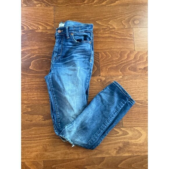 Madewell Denim - Madewell Jeans High Riser Skinny Zip Fly Distressed Stretch Denim Blue Sz 27